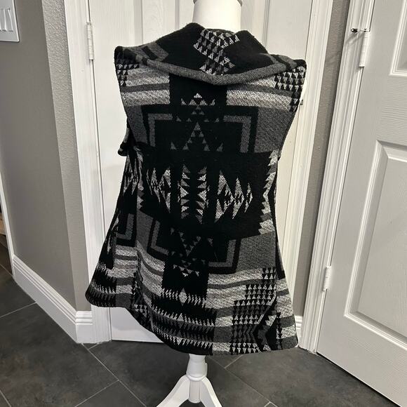 Me Jane Aztec Waterfall Open Front Vest – Women’s Large Wool Blend southwestern - Picture 2 of 3